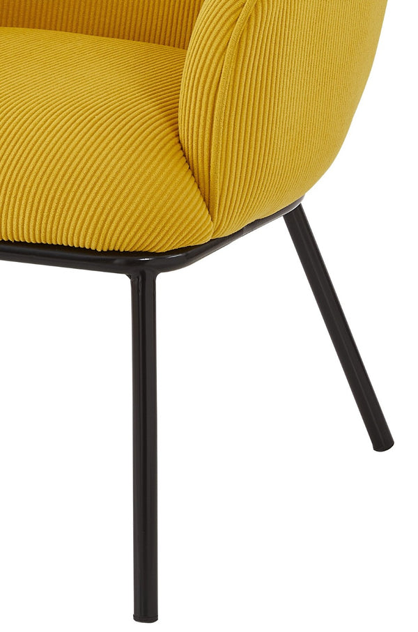 English Elm Modern Corduroy Barrel Accent Chair Channel Tufted with Sleek Black Metal Legs Yellow B2735P508275