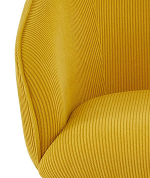 English Elm Modern Corduroy Barrel Accent Chair Channel Tufted with Sleek Black Metal Legs Yellow B2735P508275