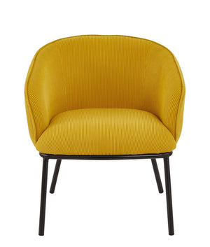 English Elm Modern Corduroy Barrel Accent Chair Channel Tufted with Sleek Black Metal Legs Yellow B2735P508275
