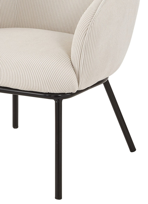English Elm Modern Corduroy Barrel Accent Chair Channel Tufted with Sleek Black Metal Legs Beige B2735P508276