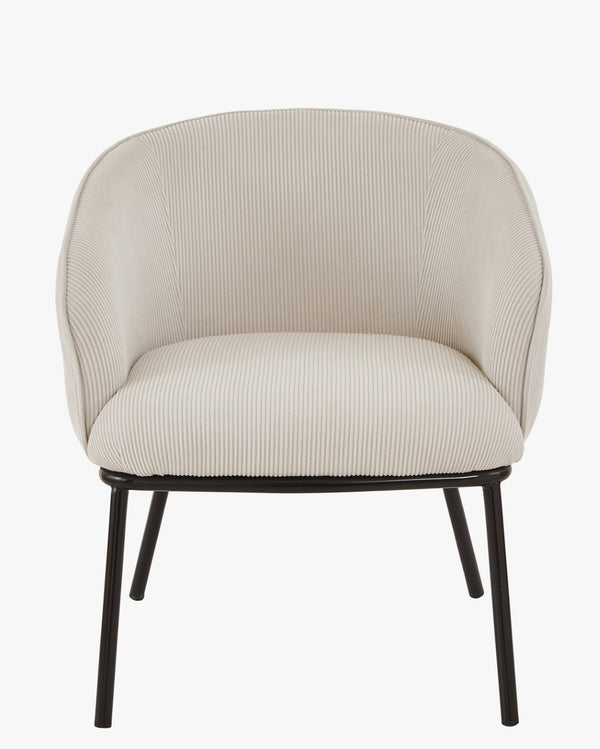 English Elm Modern Corduroy Barrel Accent Chair Channel Tufted with Sleek Black Metal Legs Beige B2735P508276