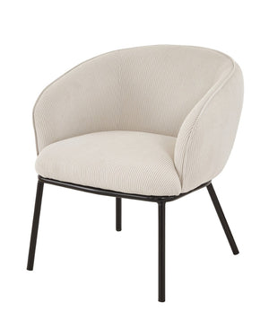 English Elm Modern Corduroy Barrel Accent Chair Channel Tufted with Sleek Black Metal Legs Beige B2735P508276