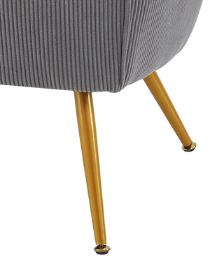 English Elm Corduroy Barrel Armchair with Gold Legs Channel Tufted Upholstery for Living Room B2735P508388