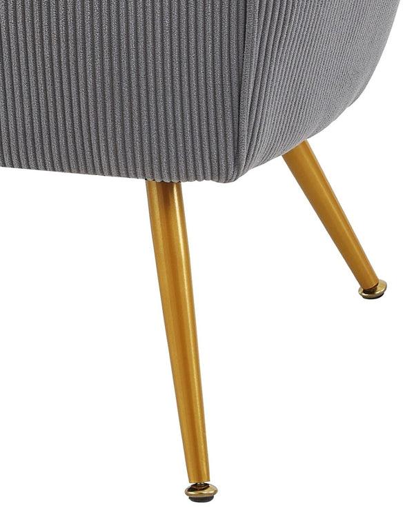 English Elm Corduroy Barrel Armchair with Gold Legs Channel Tufted Upholstery for Living Room B2735P508388