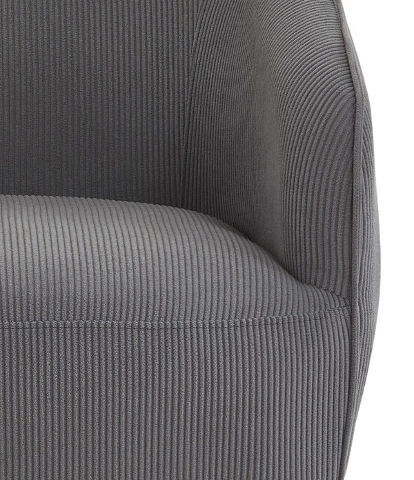 English Elm Corduroy Barrel Armchair with Gold Legs Channel Tufted Upholstery for Living Room B2735P508388