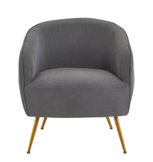 English Elm Corduroy Barrel Armchair with Gold Legs Channel Tufted Upholstery for Living Room B2735P508388