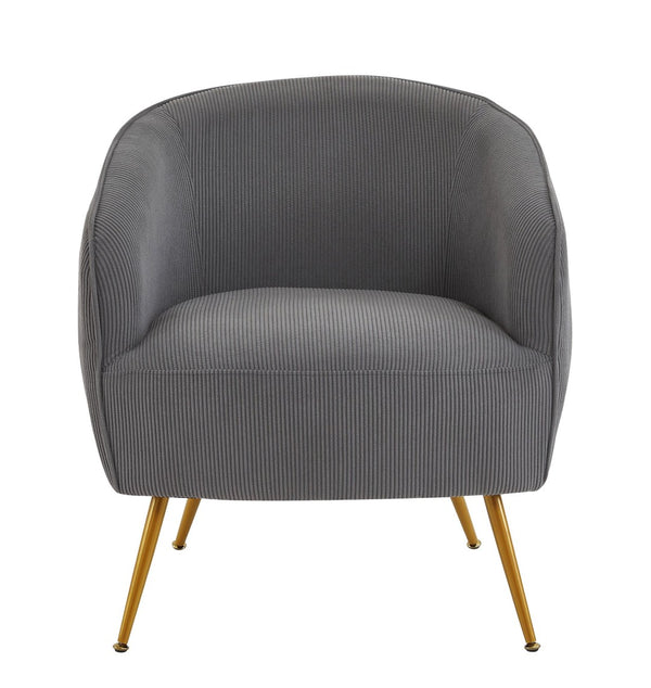 English Elm Corduroy Barrel Armchair with Gold Legs Channel Tufted Upholstery for Living Room B2735P508388