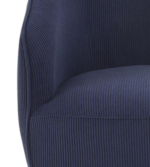 English Elm Corduroy Barrel Armchair with Gold Legs Channel Tufted Upholstery for Living Room Blue B2735P508389