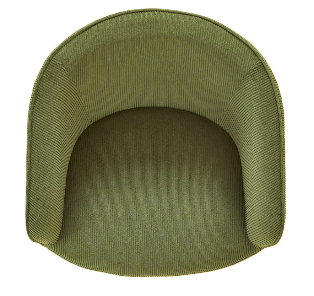 English Elm Corduroy Barrel Armchair with Gold Legs Channel Tufted Upholstery for Living Room Green B2735P508390
