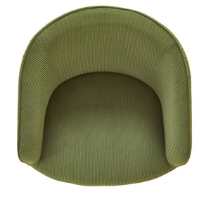 English Elm Corduroy Barrel Armchair with Gold Legs Channel Tufted Upholstery for Living Room Green B2735P508390