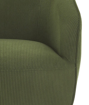 English Elm Corduroy Barrel Armchair with Gold Legs Channel Tufted Upholstery for Living Room Green B2735P508390