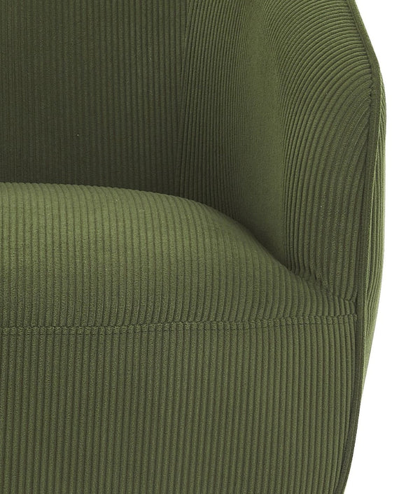 English Elm Corduroy Barrel Armchair with Gold Legs Channel Tufted Upholstery for Living Room Green B2735P508390