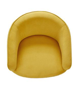English Elm Corduroy Barrel Armchair with Gold Legs Channel Tufted Upholstery for Living Room Yellow B2735P508392