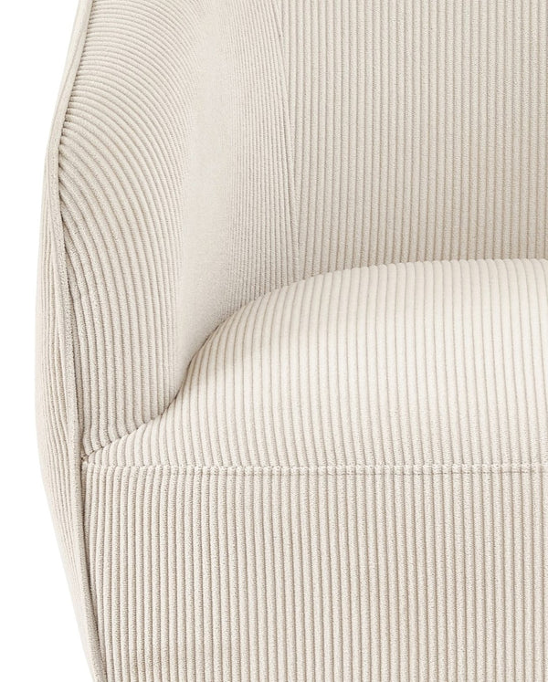 English Elm Corduroy Barrel Armchair with Gold Legs Channel Tufted Upholstery for Living Room Beige B2735P508393