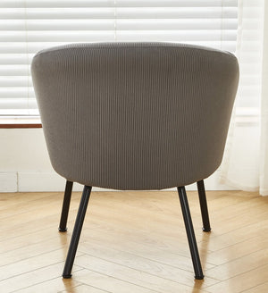 English Elm Corduroy Barrel Accent Chair Ribbed Channel Tufted Upholstery with Slim Black Metal Legs Gray B2735P508506