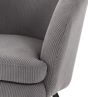 English Elm Corduroy Barrel Accent Chair Ribbed Channel Tufted Upholstery with Slim Black Metal Legs Gray B2735P508506