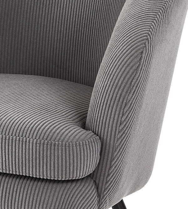 English Elm Corduroy Barrel Accent Chair Ribbed Channel Tufted Upholstery with Slim Black Metal Legs Gray B2735P508506