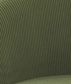 English Elm Corduroy Barrel Accent Chair Ribbed Channel Tufted Upholstery with Slim Black Metal Legs Green B2735P508508