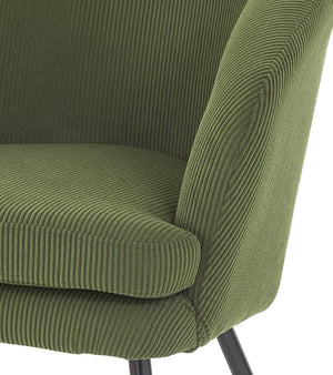 English Elm Corduroy Barrel Accent Chair Ribbed Channel Tufted Upholstery with Slim Black Metal Legs Green B2735P508508