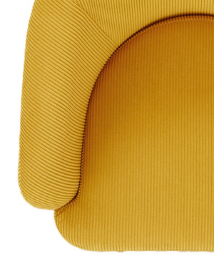 English Elm Corduroy Barrel Accent Chair Ribbed Channel Tufted Upholstery with Slim Black Metal Legs Yellow B2735P508510