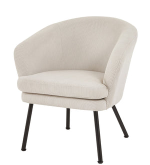 English Elm Corduroy Barrel Accent Chair Ribbed Channel Tufted Upholstery with Slim Black Metal Legs Beige B2735P508511