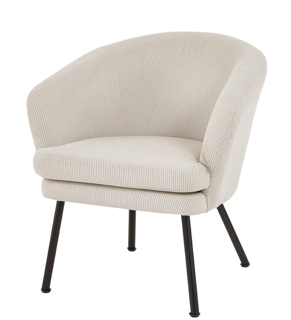 English Elm Corduroy Barrel Accent Chair Ribbed Channel Tufted Upholstery with Slim Black Metal Legs Beige B2735P508511