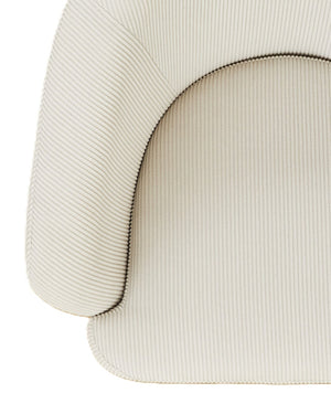 English Elm Corduroy Barrel Accent Chair Ribbed Channel Tufted Upholstery with Slim Black Metal Legs Beige B2735P508511