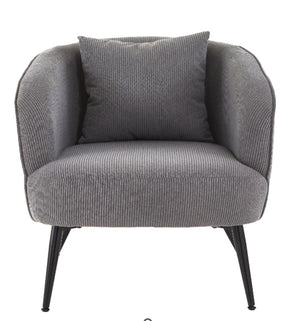 English Elm Velvet Channel Tufted Barrel Accent Chair with Foam Cushion and Slim Metal Legs Gray B2735P508722
