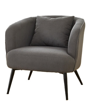 English Elm Velvet Channel Tufted Barrel Accent Chair with Foam Cushion and Slim Metal Legs Gray B2735P508722