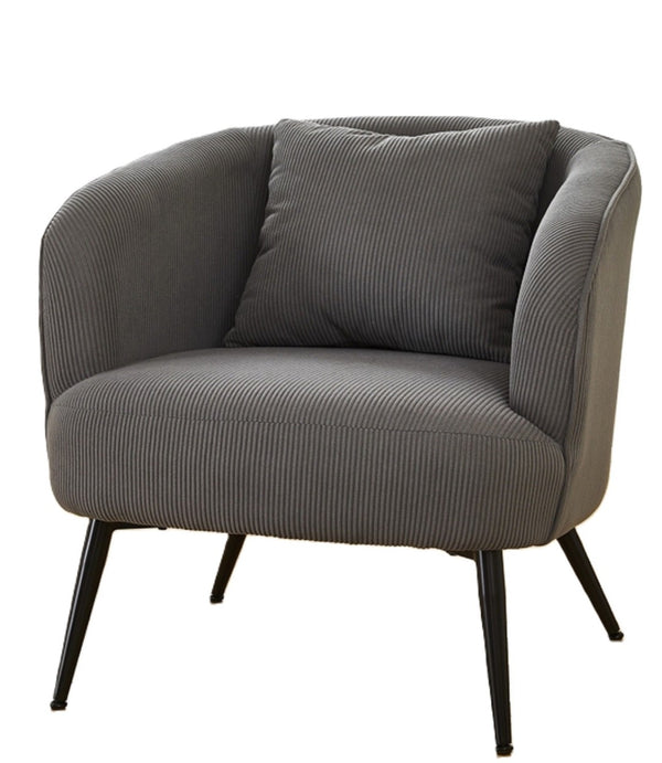 English Elm Velvet Channel Tufted Barrel Accent Chair with Foam Cushion and Slim Metal Legs Gray B2735P508722