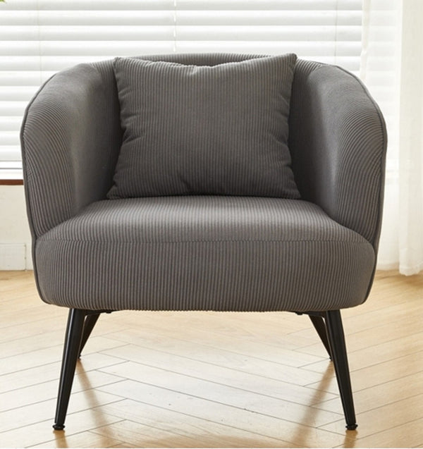 English Elm Velvet Channel Tufted Barrel Accent Chair with Foam Cushion and Slim Metal Legs Gray B2735P508722