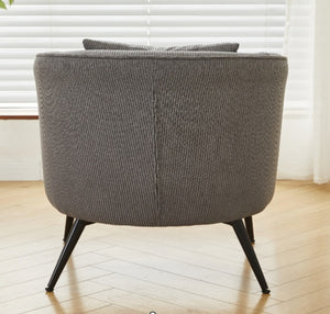English Elm Velvet Channel Tufted Barrel Accent Chair with Foam Cushion and Slim Metal Legs Gray B2735P508722