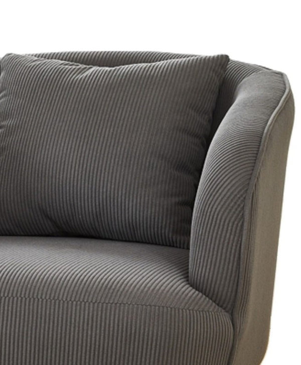 English Elm Velvet Channel Tufted Barrel Accent Chair with Foam Cushion and Slim Metal Legs Gray B2735P508722