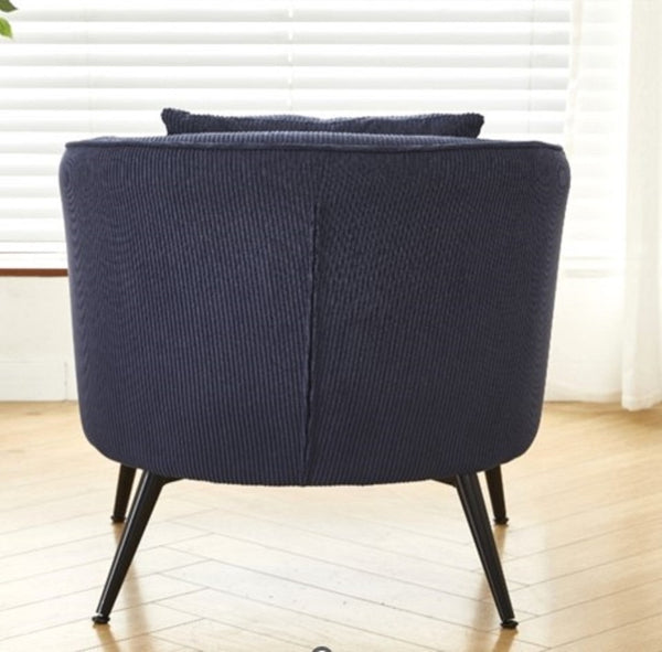 English Elm Velvet Channel Tufted Barrel Accent Chair with Foam Cushion and Slim Metal Legs Blue B2735P508723