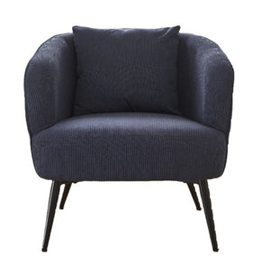 English Elm Velvet Channel Tufted Barrel Accent Chair with Foam Cushion and Slim Metal Legs Blue B2735P508723