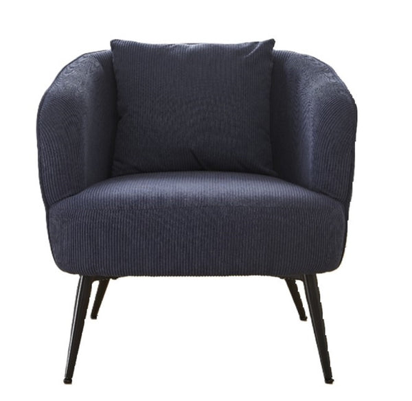 English Elm Velvet Channel Tufted Barrel Accent Chair with Foam Cushion and Slim Metal Legs Blue B2735P508723