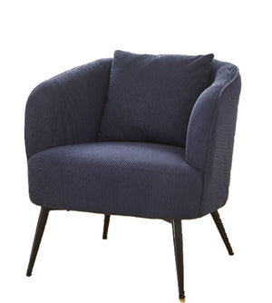 English Elm Velvet Channel Tufted Barrel Accent Chair with Foam Cushion and Slim Metal Legs Blue B2735P508723