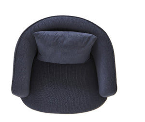 English Elm Velvet Channel Tufted Barrel Accent Chair with Foam Cushion and Slim Metal Legs Blue B2735P508723