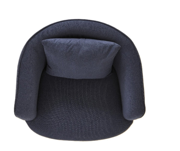English Elm Velvet Channel Tufted Barrel Accent Chair with Foam Cushion and Slim Metal Legs Blue B2735P508723