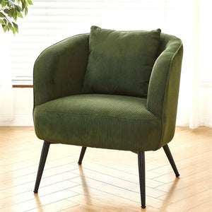 English Elm Velvet Channel Tufted Barrel Accent Chair with Foam Cushion and Slim Metal Legs Green B2735P508724