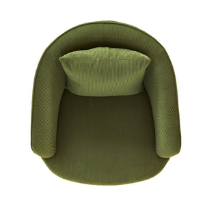 English Elm Velvet Channel Tufted Barrel Accent Chair with Foam Cushion and Slim Metal Legs Green B2735P508724