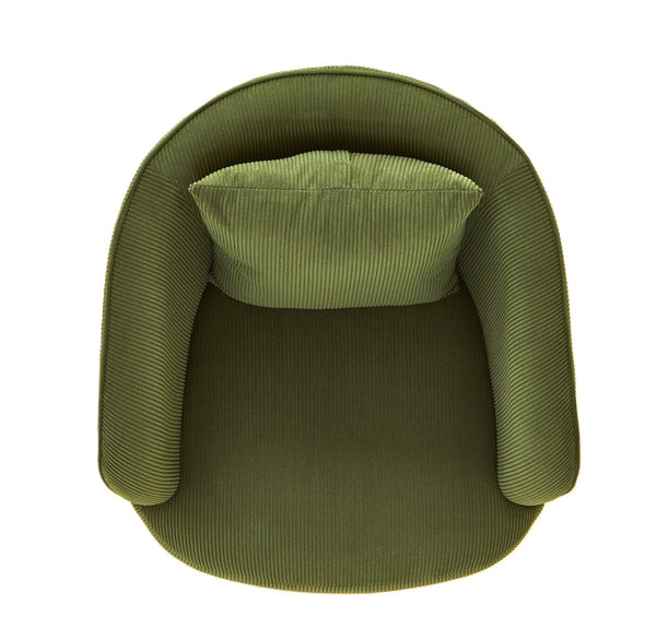 English Elm Velvet Channel Tufted Barrel Accent Chair with Foam Cushion and Slim Metal Legs Green B2735P508724