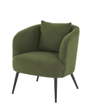 English Elm Velvet Channel Tufted Barrel Accent Chair with Foam Cushion and Slim Metal Legs Green B2735P508724