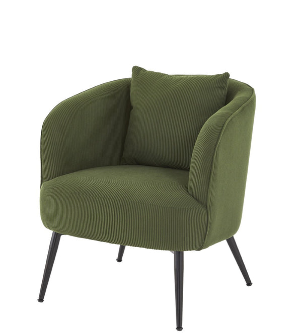 English Elm Velvet Channel Tufted Barrel Accent Chair with Foam Cushion and Slim Metal Legs Green B2735P508724