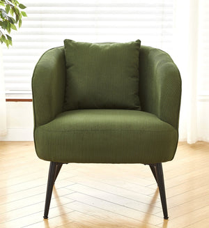 English Elm Velvet Channel Tufted Barrel Accent Chair with Foam Cushion and Slim Metal Legs Green B2735P508724
