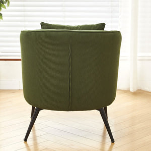 English Elm Velvet Channel Tufted Barrel Accent Chair with Foam Cushion and Slim Metal Legs Green B2735P508724