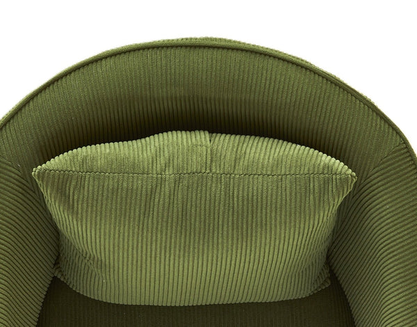 English Elm Velvet Channel Tufted Barrel Accent Chair with Foam Cushion and Slim Metal Legs Green B2735P508724