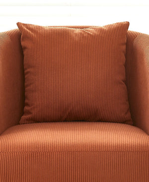 English Elm Velvet Channel Tufted Barrel Accent Chair with Foam Cushion and Slim Metal Legs Brown B2735P508725