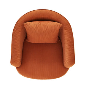 English Elm Velvet Channel Tufted Barrel Accent Chair with Foam Cushion and Slim Metal Legs Brown B2735P508725