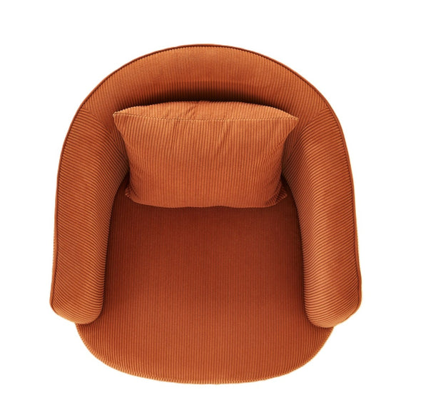 English Elm Velvet Channel Tufted Barrel Accent Chair with Foam Cushion and Slim Metal Legs Brown B2735P508725